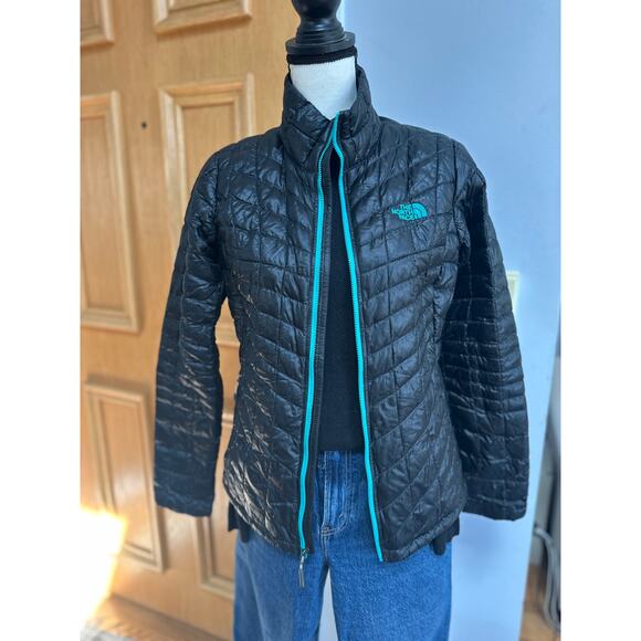 The North Face Women’s ThermoBall Lightweight Quilted Jacket Black Teal S - Picture 2 of 6